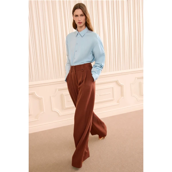 laia long sleeve cotton blouse heron