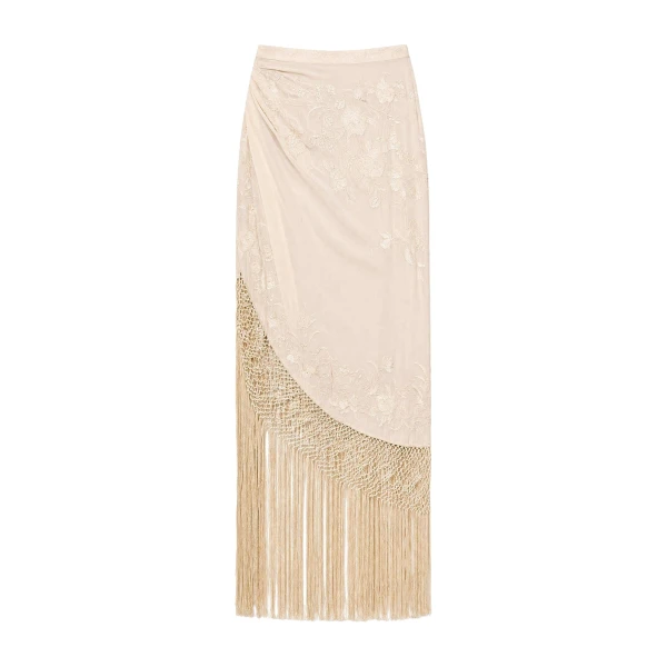 ulla johnson lark silk fringe skirt