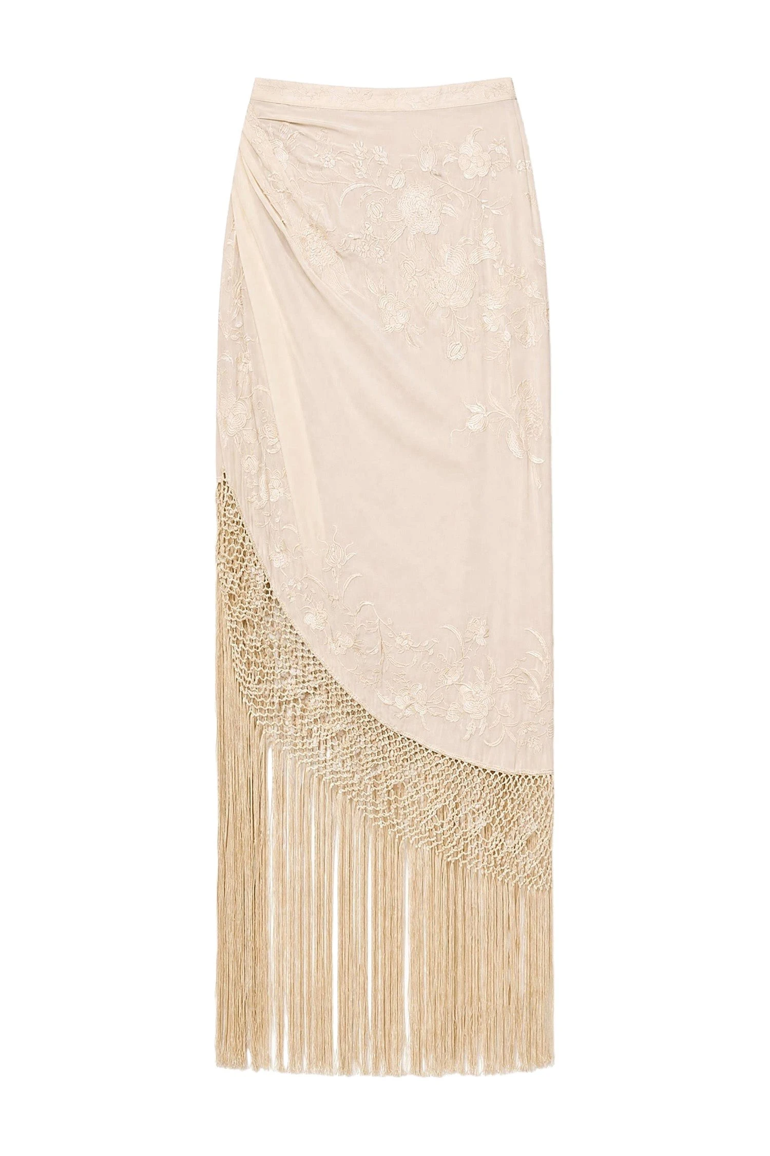 Ulla Johnson Lark Silk Fringe Skirt in Creme ulla johnson lark silk fringe skirt