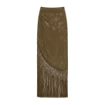 ulla johnson lark silk fringe skirt