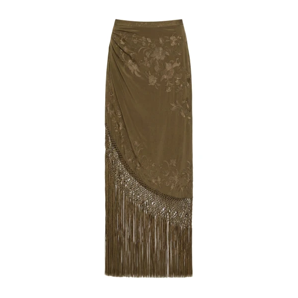 ulla johnson lark silk fringe skirt