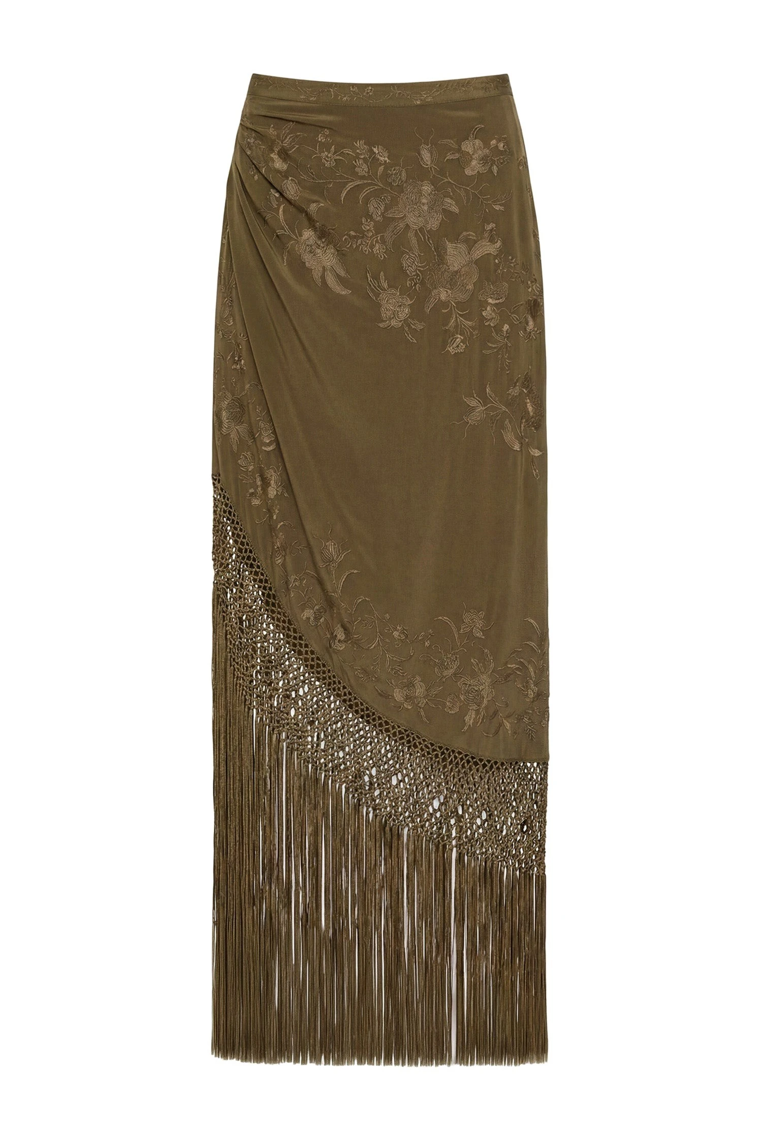 Ulla Johnson Lark Silk Fringe Skirt in Malachite ulla johnson lark silk fringe skirt