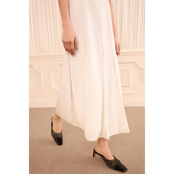 laure sleeveless midi dress pearled ivory