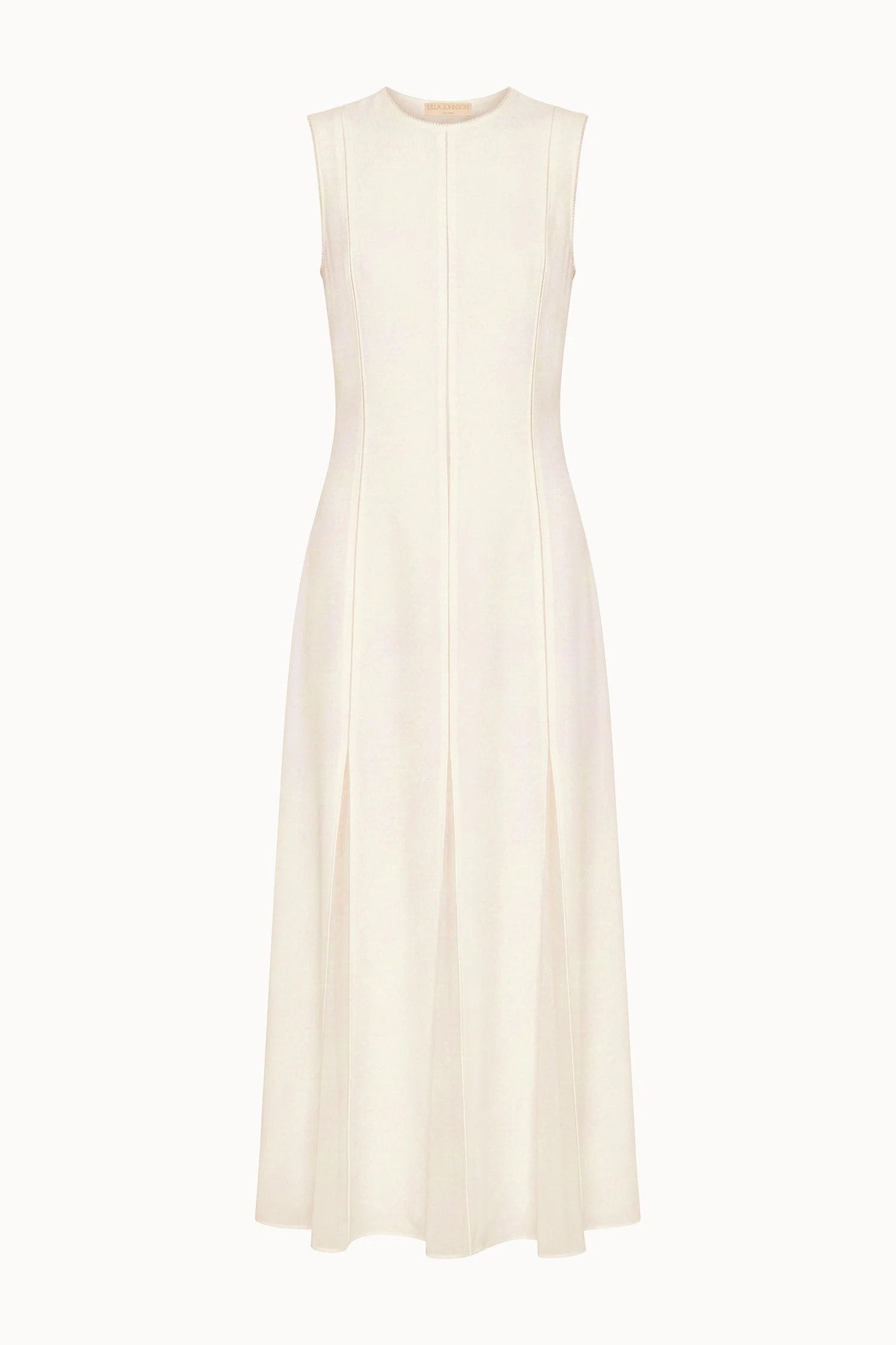 Laure Sleeveless Midi Dress in Pearled Ivory