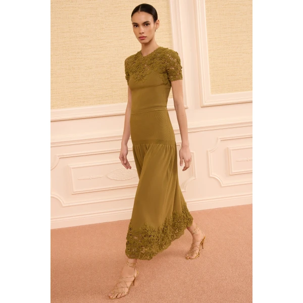leona crochet midi skirt loden