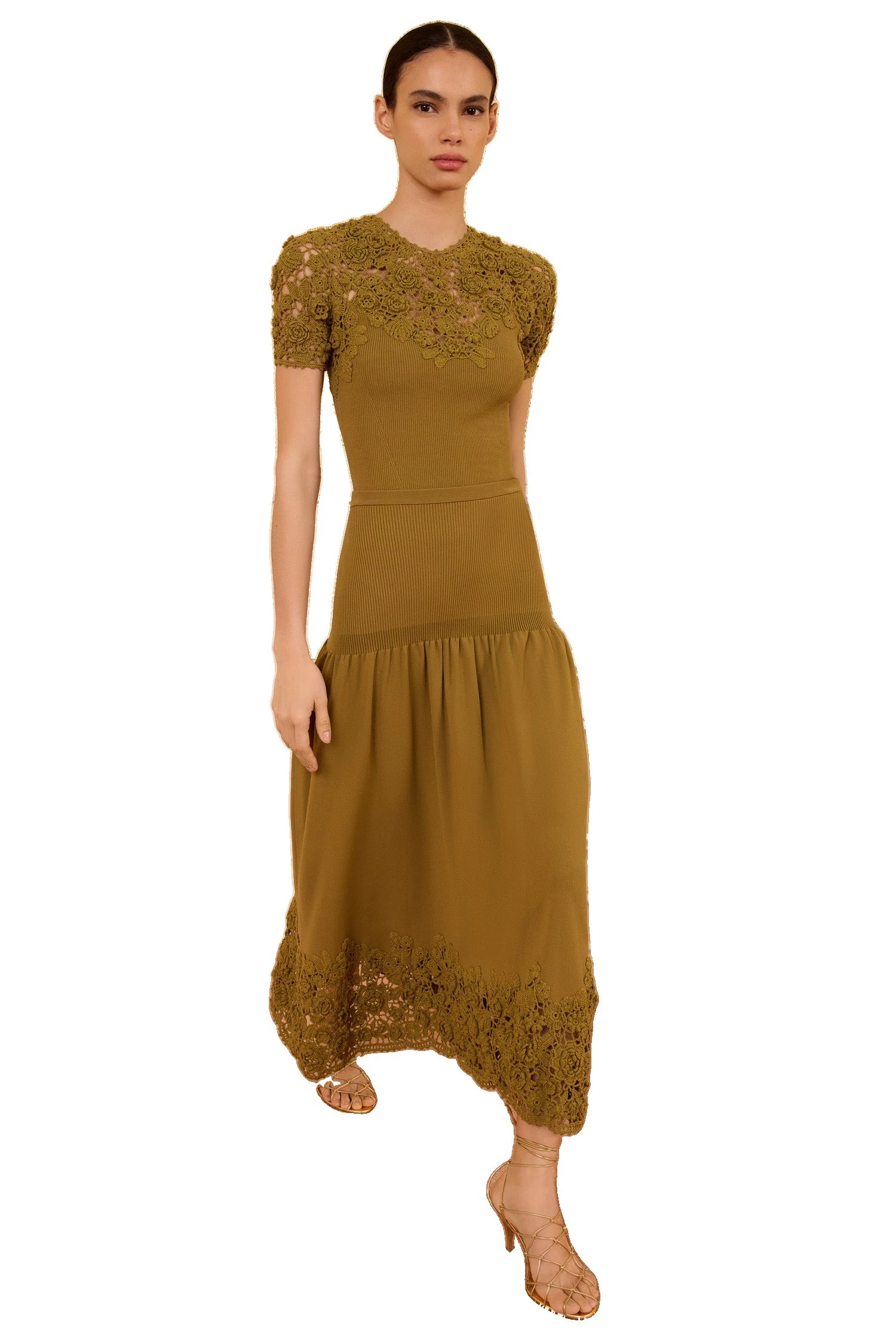 Ulla Johnson Leona Crochet Midi Skirt in Loden ulla johnson leona crochet midi skirt
