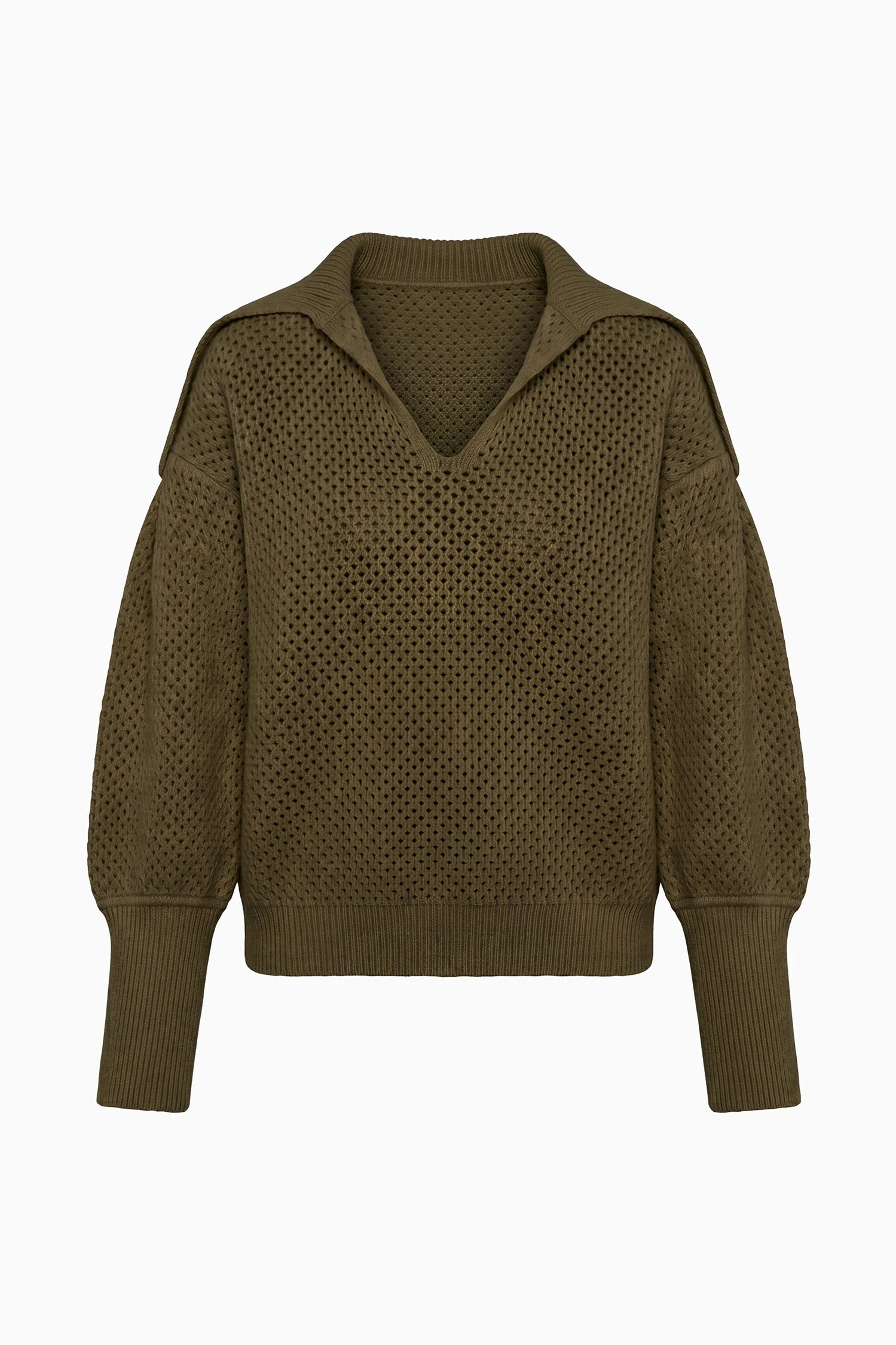 Lila Wool Knit Pullover in Militaire