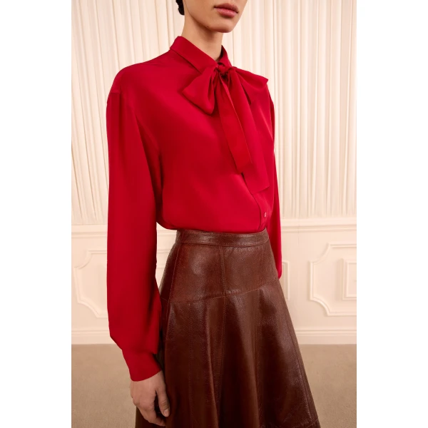 lise long sleeve silk blouse cerise