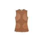 ulla johnson livia sleeveless crochet & leather top