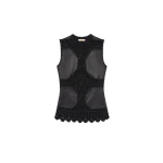 ulla johnson livia sleeveless crochet & leather top