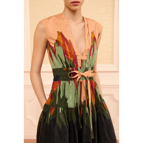 lucine deep v cotton dress agate