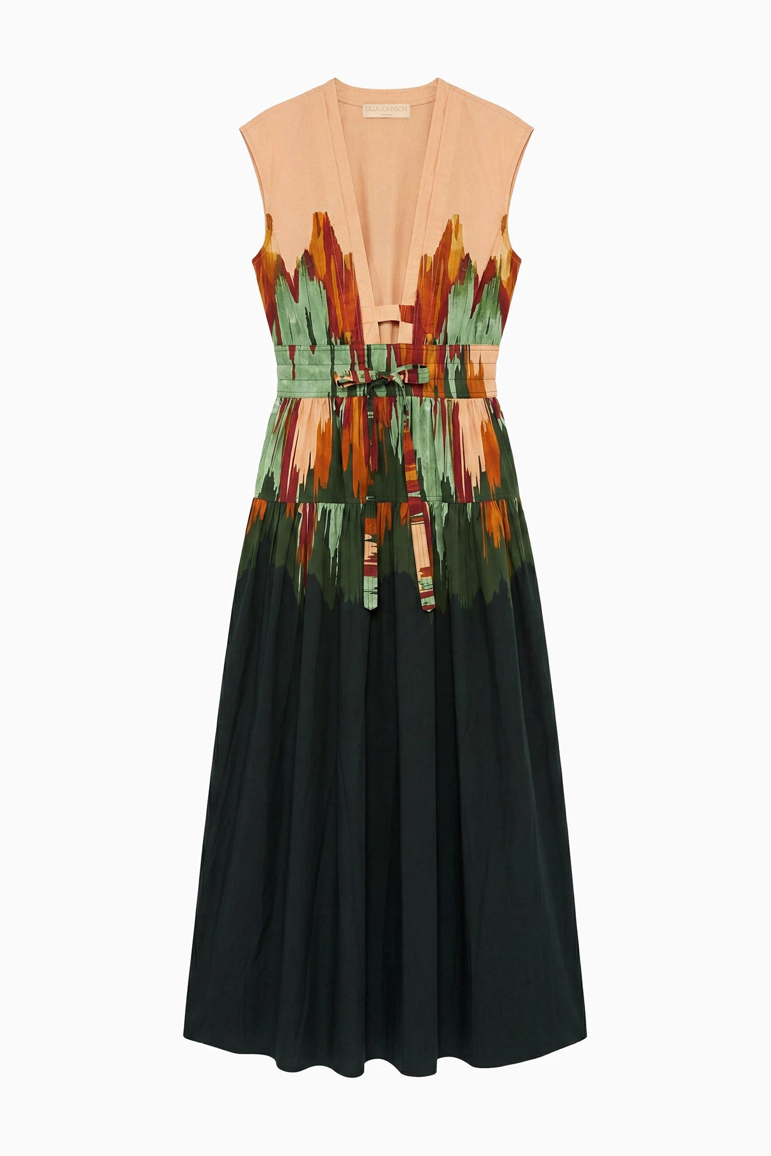 Lucine Deep V Cotton Dress in Agate