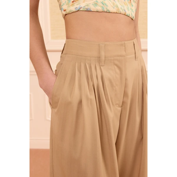 luella pleated wool pant dunewood