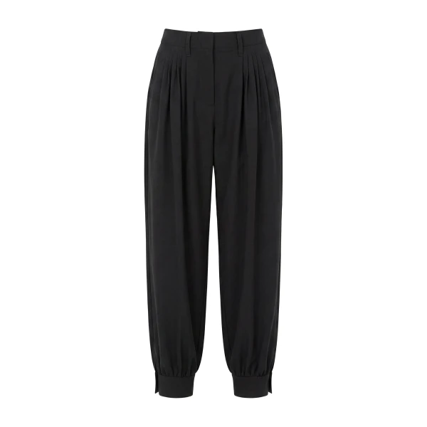 Luella Pleated Wool Pant in Noir