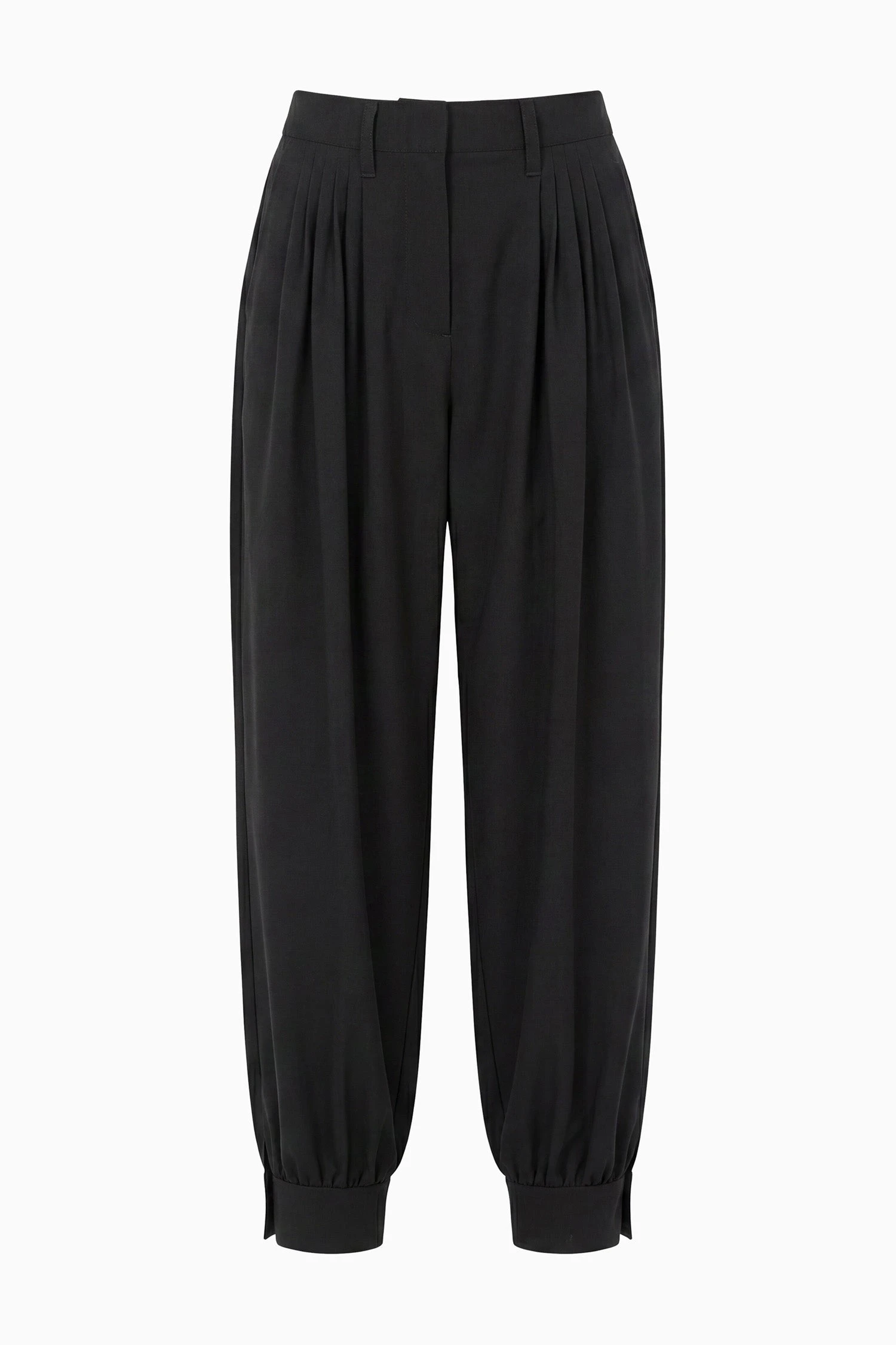 Luella Pleated Wool Pant in Noir