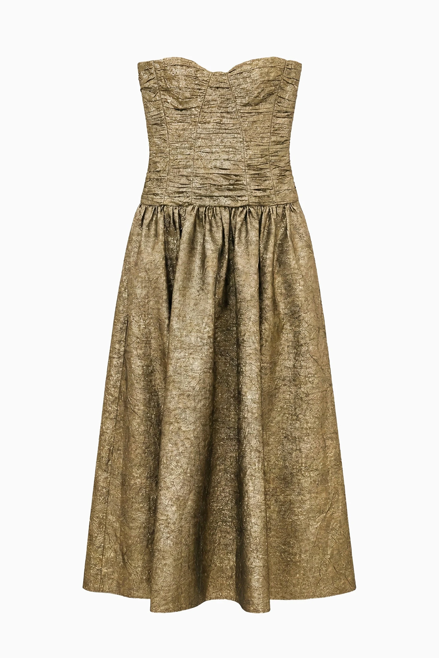 Lumina Strapless Taffeta Dress in Light Gold