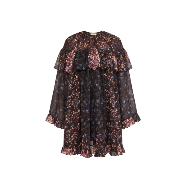 ulla johnson lune long sleeve silk mini dress