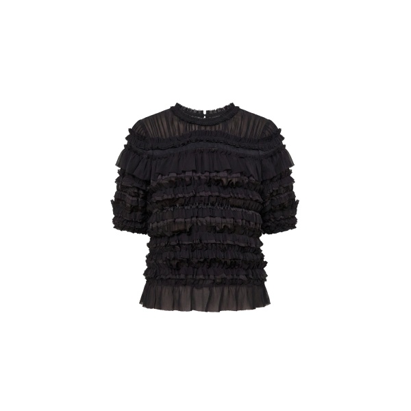 ulla johnson mabel short sleeve silk top