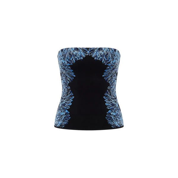 ulla johnson madelie strapless knit jacquard top
