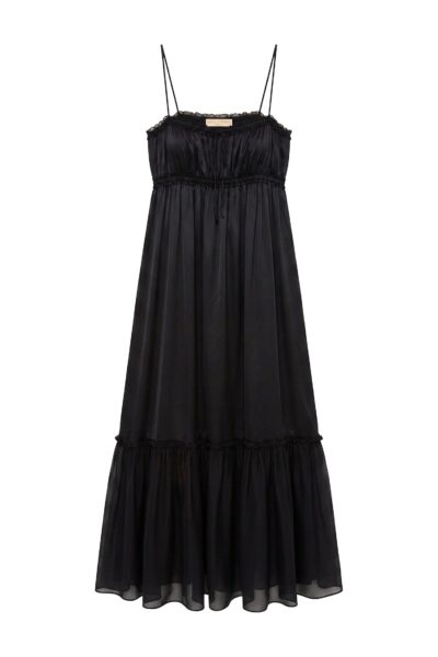 Marielle Cami Silk Dress in Noir