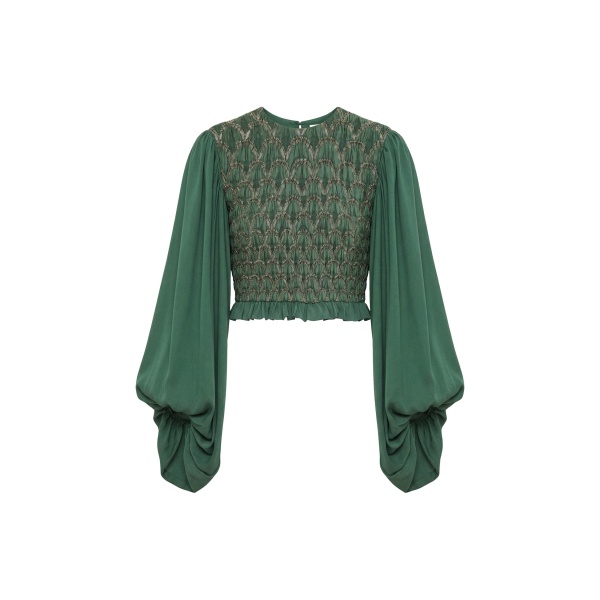 ulla johnson marlene long sleeve smocked blouse