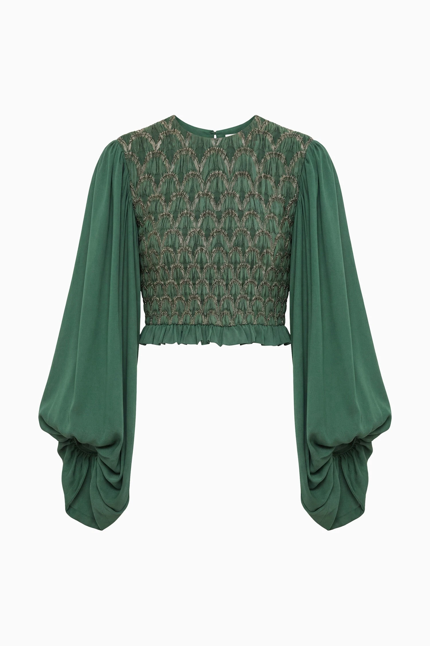 Marlene Long Sleeve Smocked Blouse in Tourmaline