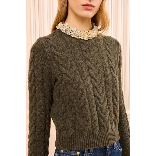 marlie knit pullover with embellishment militaire