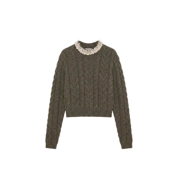 ulla johnson marlie knit pullover with embellishment