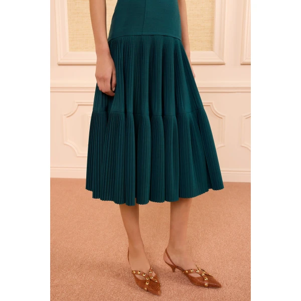 matilda pleated wool cami dress verdite