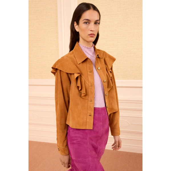 ulla johnson matilde ruffle suede jacket