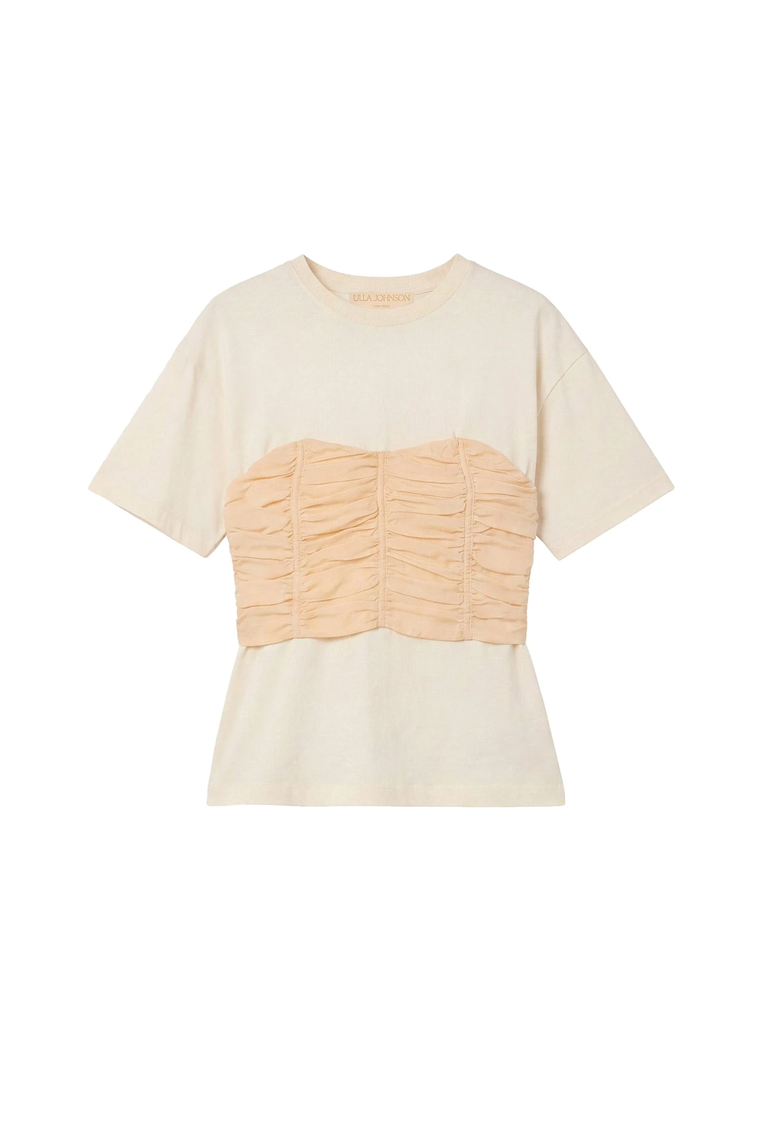 Ulla Johnson Mila Short Sleeve Cotton Top in Pearl ulla johnson mila short sleeve cotton top