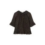 ulla johnson minna short sleeve silk blouse