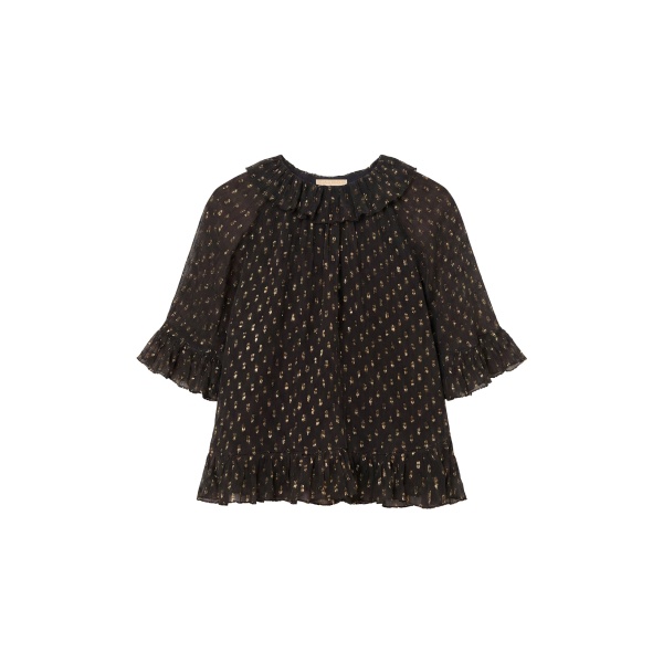 ulla johnson minna short sleeve silk blouse