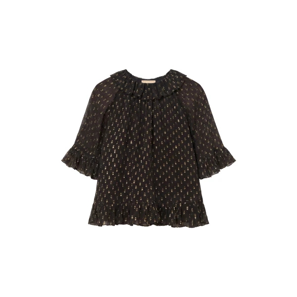 ulla johnson minna short sleeve silk blouse