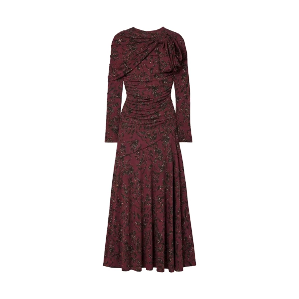 Neema Draped Jersey Top in Claret Floral