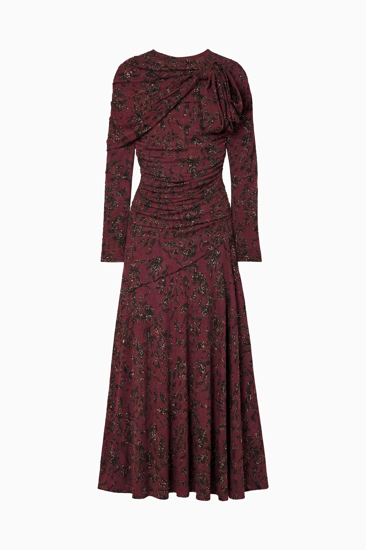 Neema Draped Jersey Top in Claret Floral