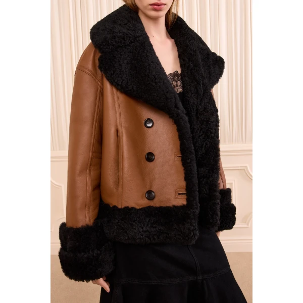 nisha reversible shearling coat noir