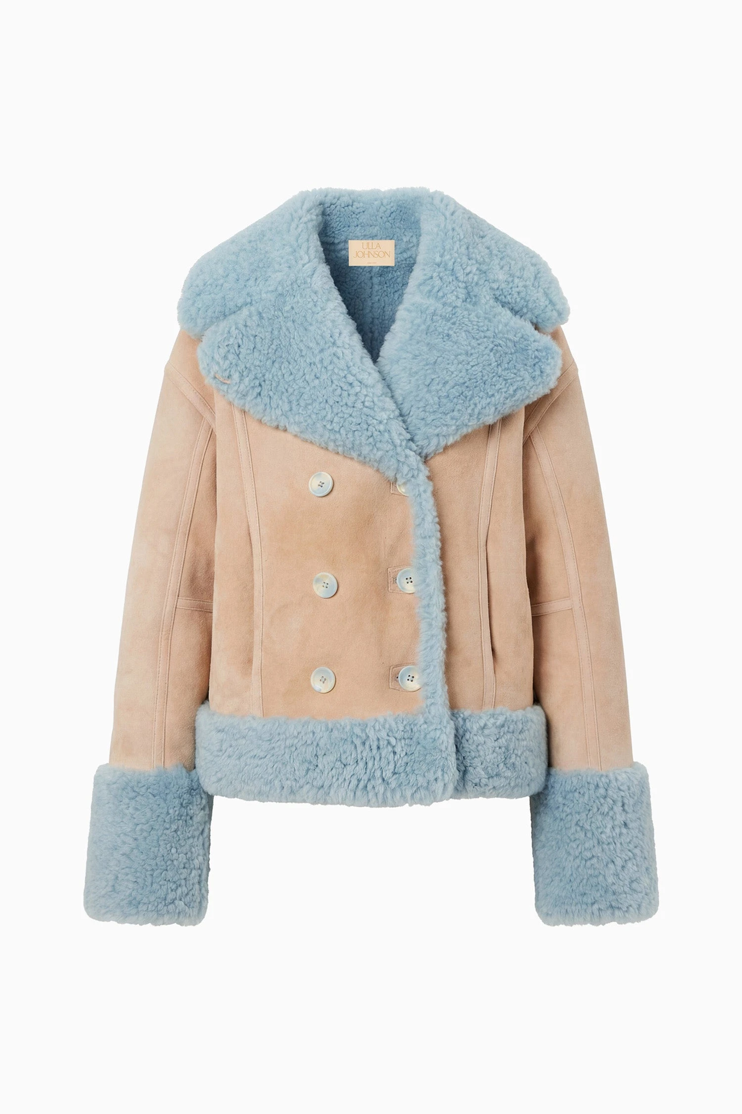 Nisha Reversible Shearling Coat in Turquoise