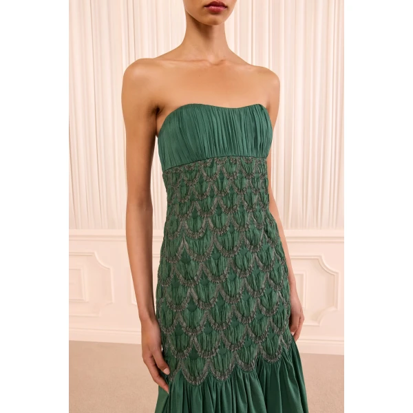 octavine strapless silk gown tourmaline