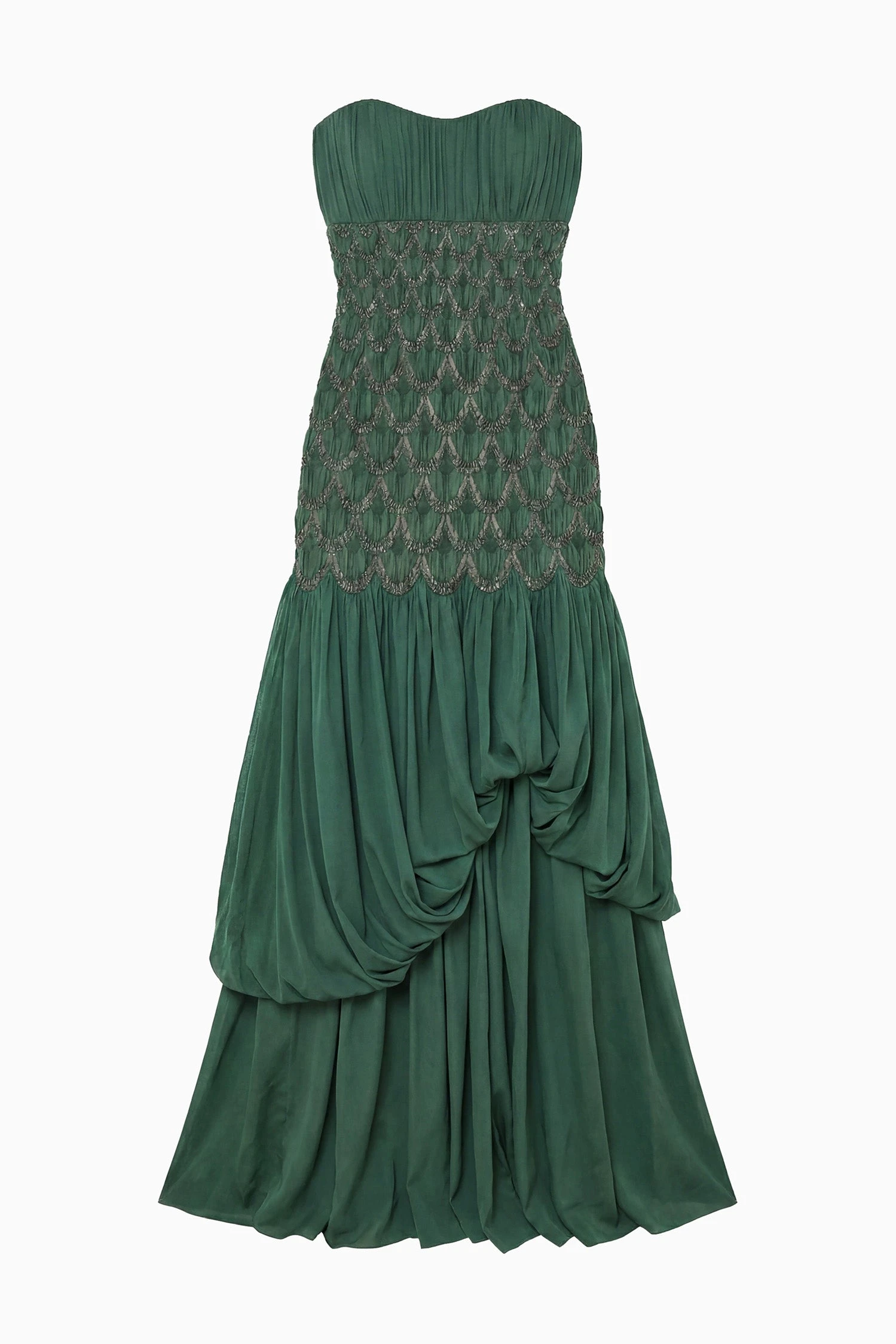 Octavine Strapless Silk Gown in Tourmaline