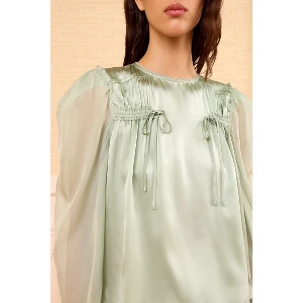 odette silk blouse celadon