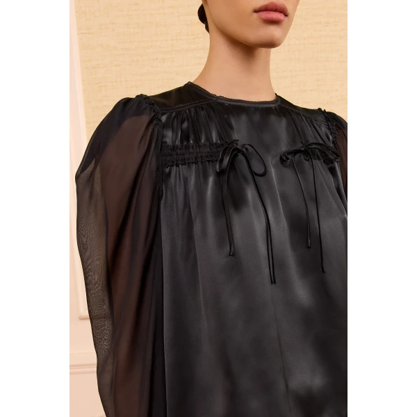 odette silk blouse noir