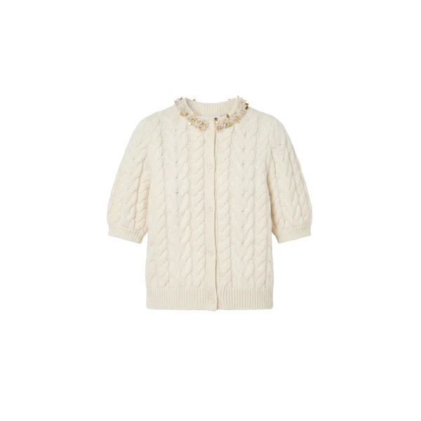 ulla johnson olivia knit cardigan with embellishment