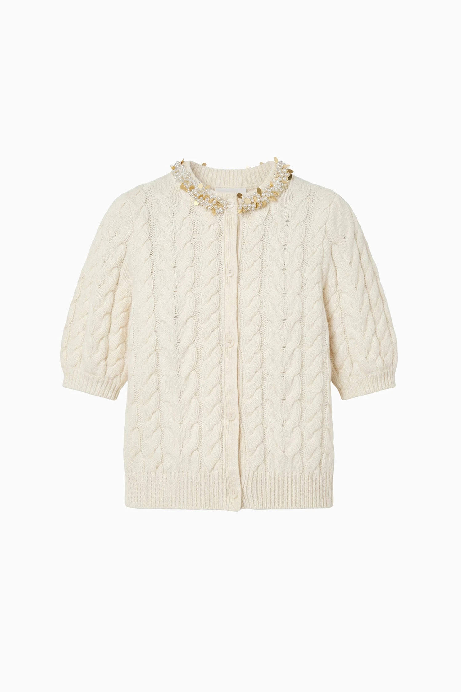 Olivia Knit Cardigan with Embellishment in Pearl