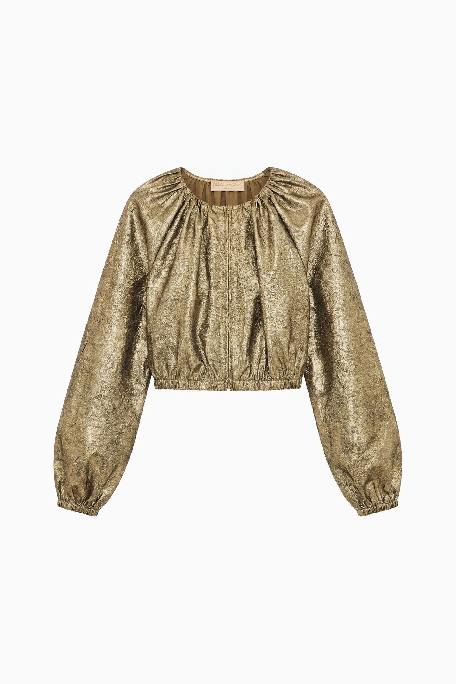 Orielle Taffeta Bomber Jacket in Light Gold