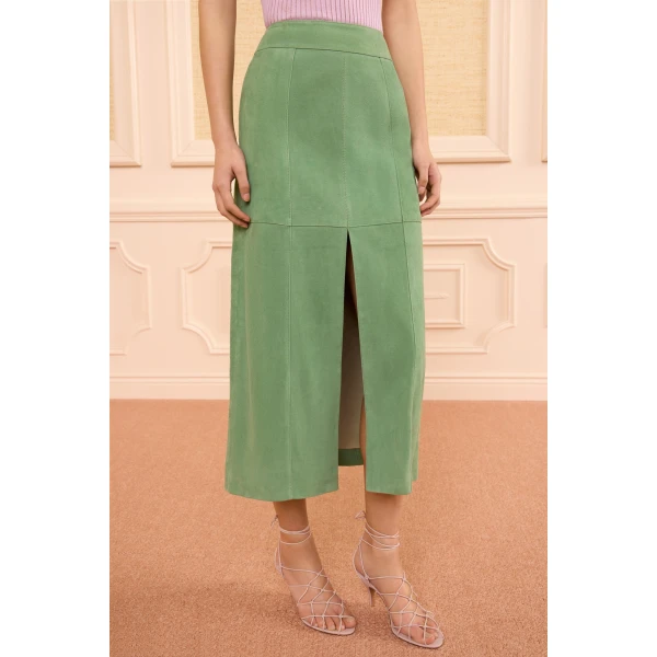 orion suede pencil skirt aventurine