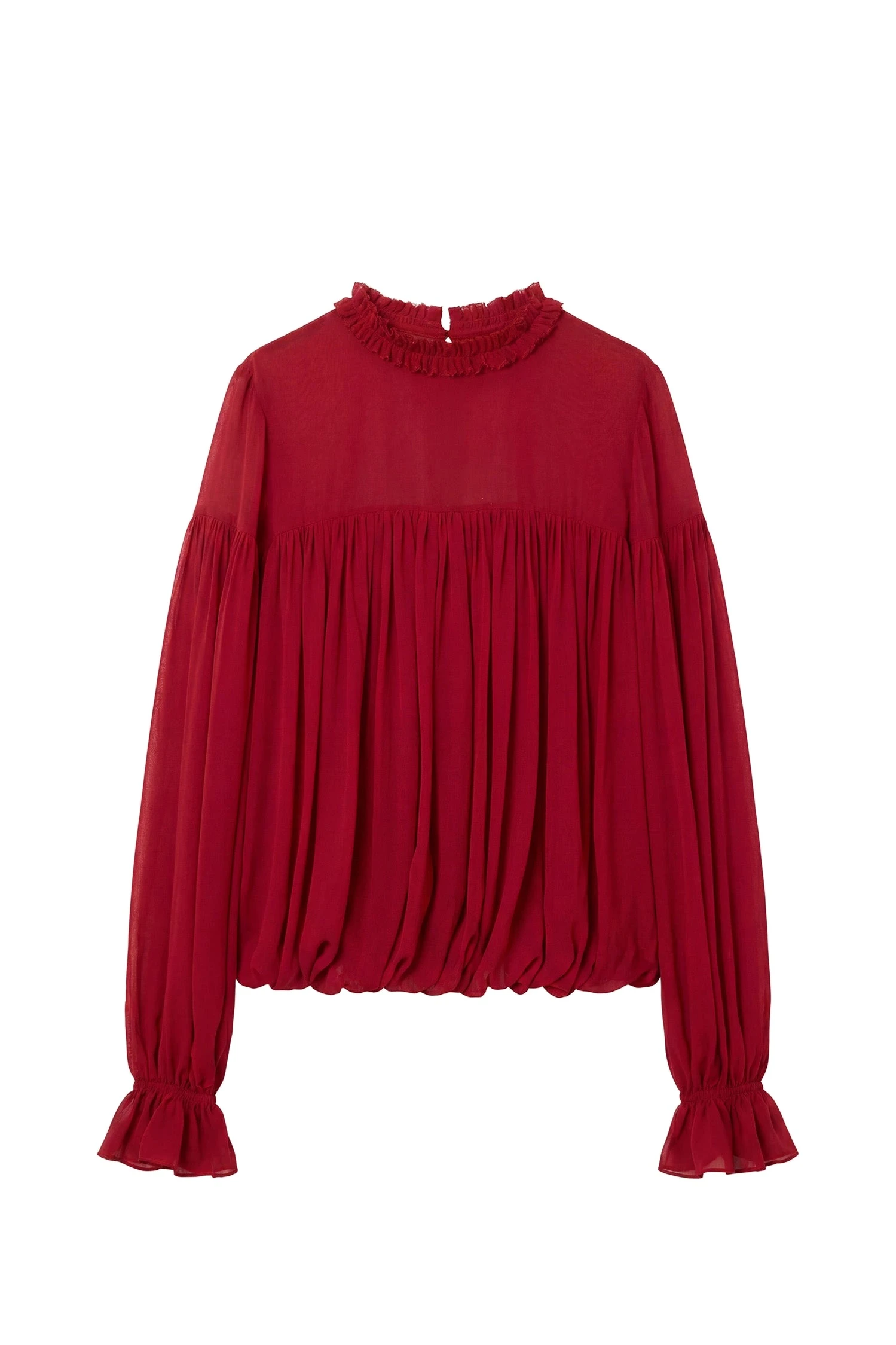 Ulla Johnson Pearl Long Sleeve Silk Blouse in Cerise ulla johnson pearl long sleeve silk blouse
