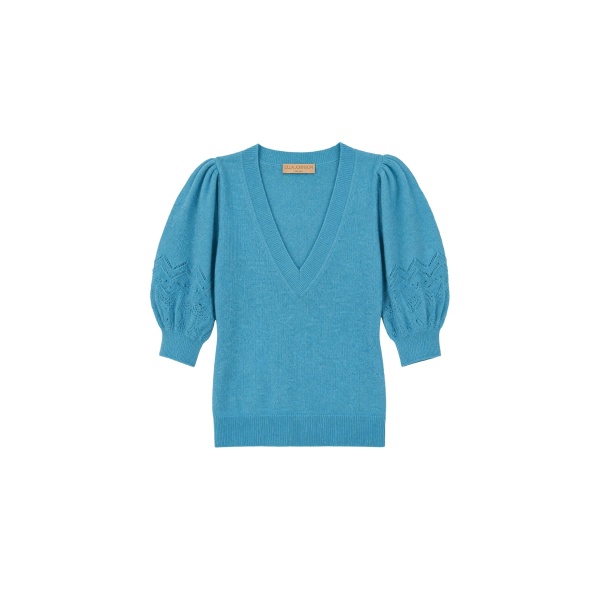 ulla johnson reina puff cashmere top