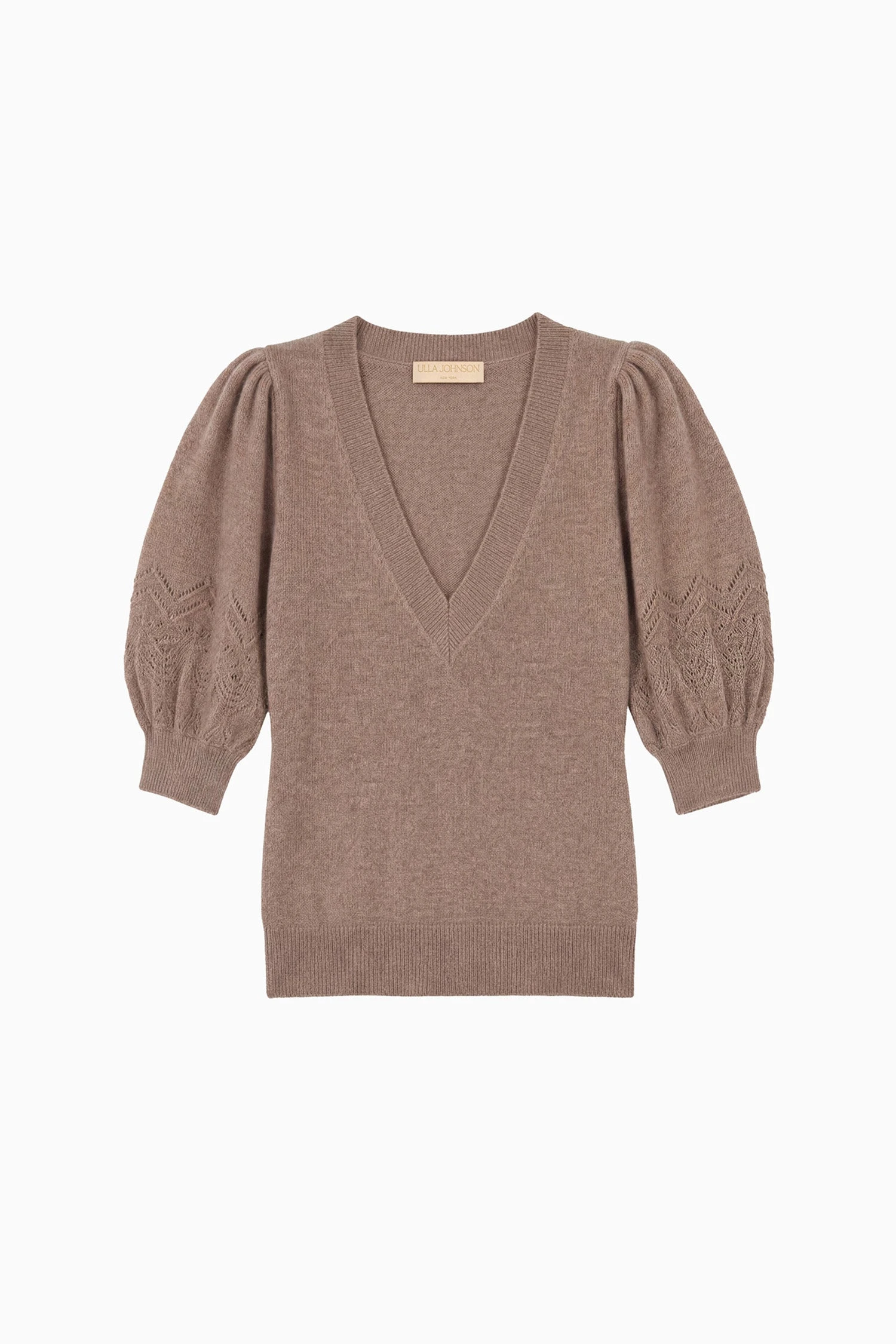 Reina Puff Cashmere Top in Driftwood