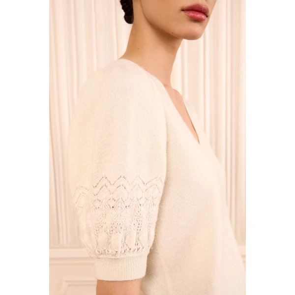 reina puff cashmere top pearl